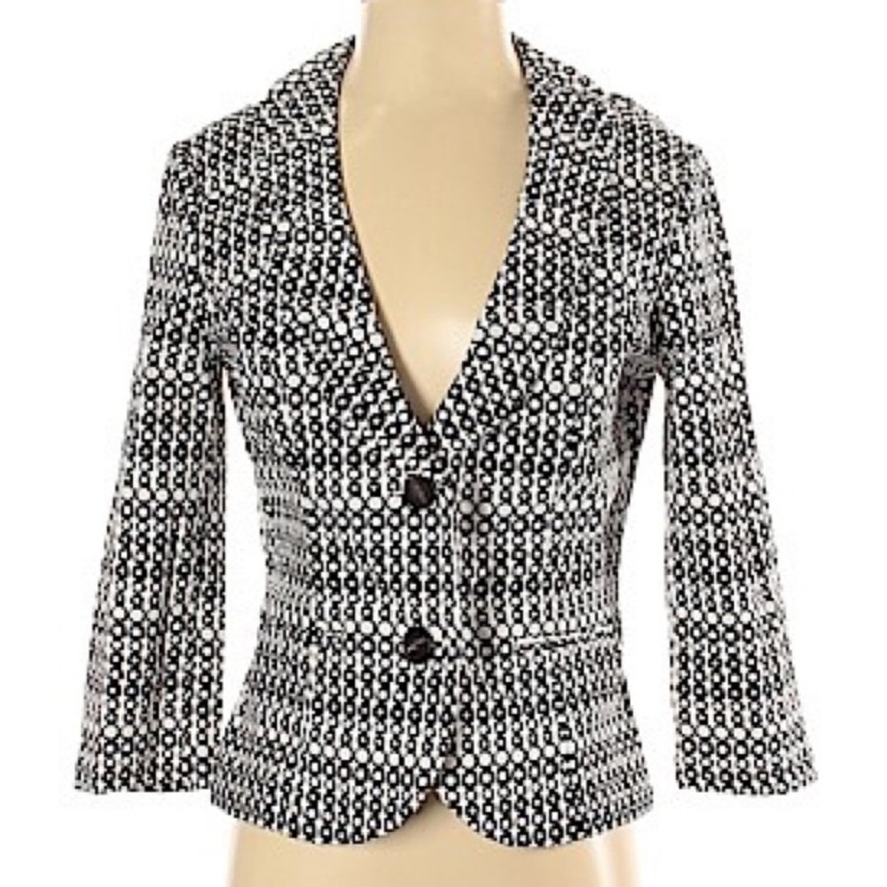CAbi Sz 4 Women’s Jacket Blazer Black White polka